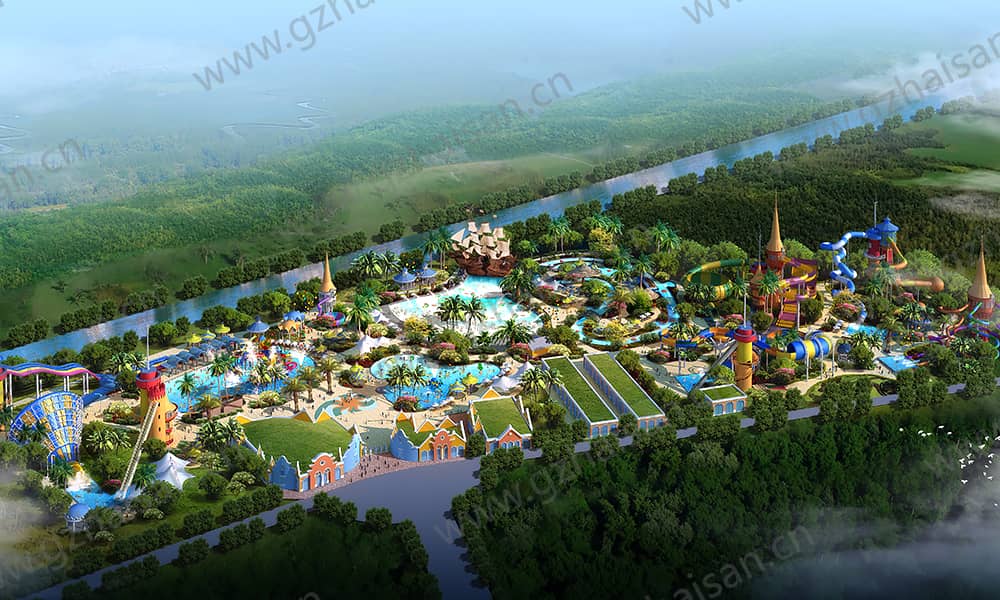 河南信阳南湾海岛风暴水上乐园鸟瞰图