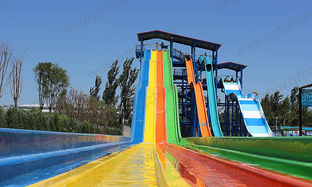 河北保定海森水上大世界彩虹滑梯、高速滑梯、家庭宽滑梯组合平台